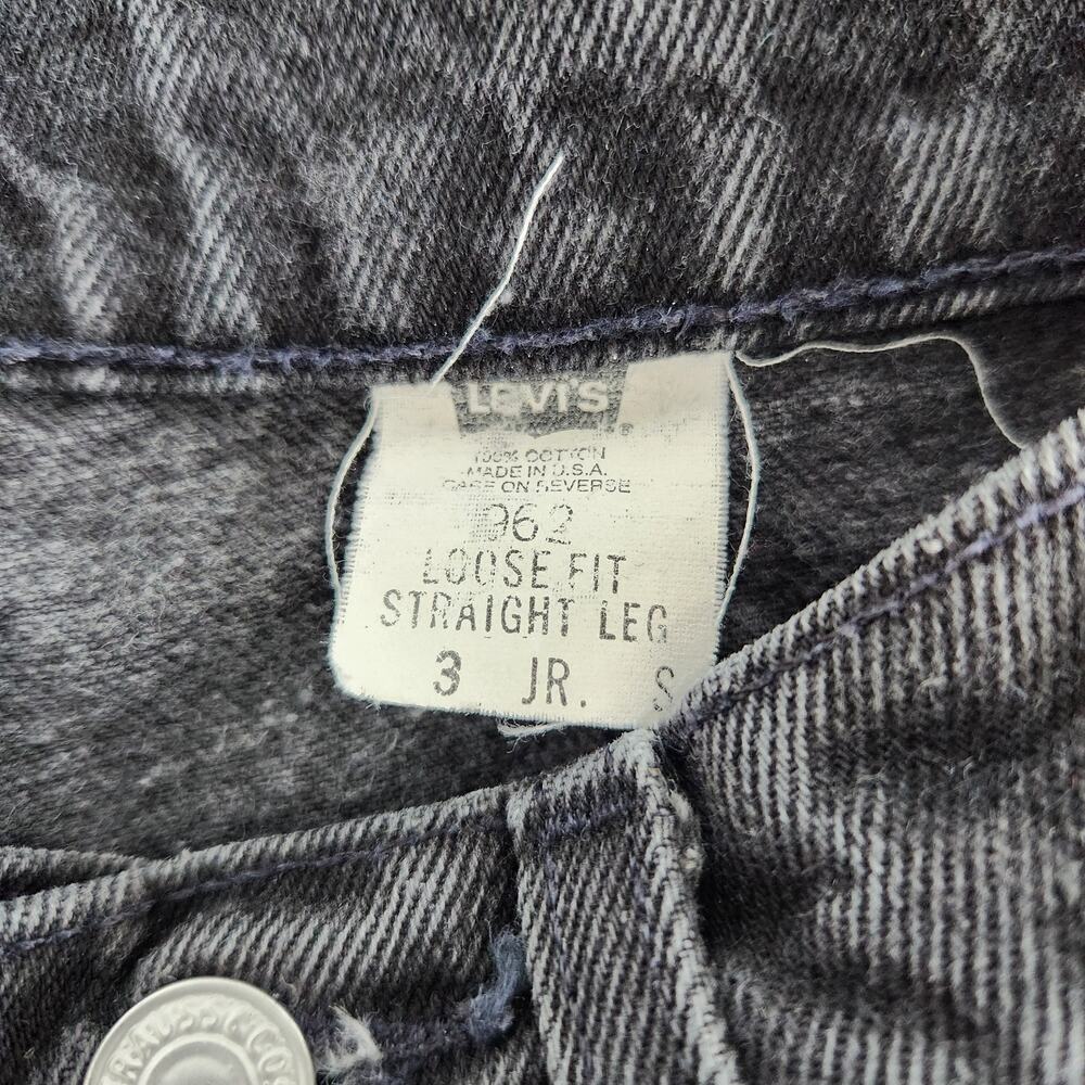 Vintage 90s Levi's Black Wash Denim High Waisted Loose Straight Leg Jeans 0 - Picture 10 of 12